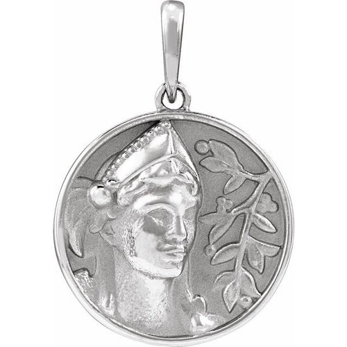 Sterling silver Athena coin pendant