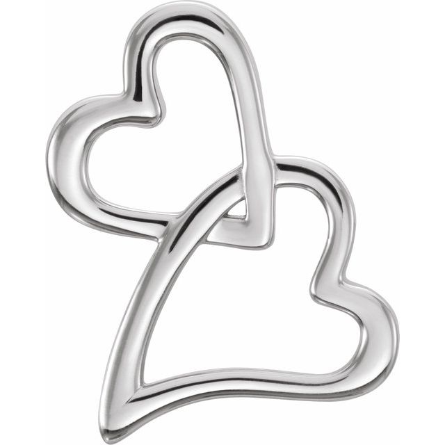 Sterling silver double-heart slide pendant