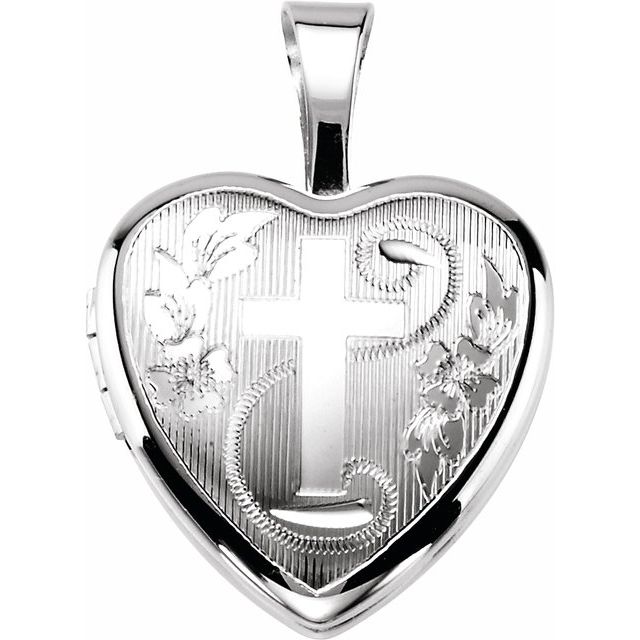 Sterling silver cross-heart locket