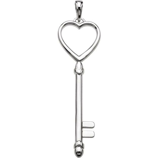 Sterling silver heart key pendant
